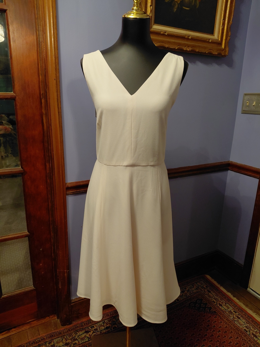 Gal Meets Glam Cream V-Neck A-Line Dress